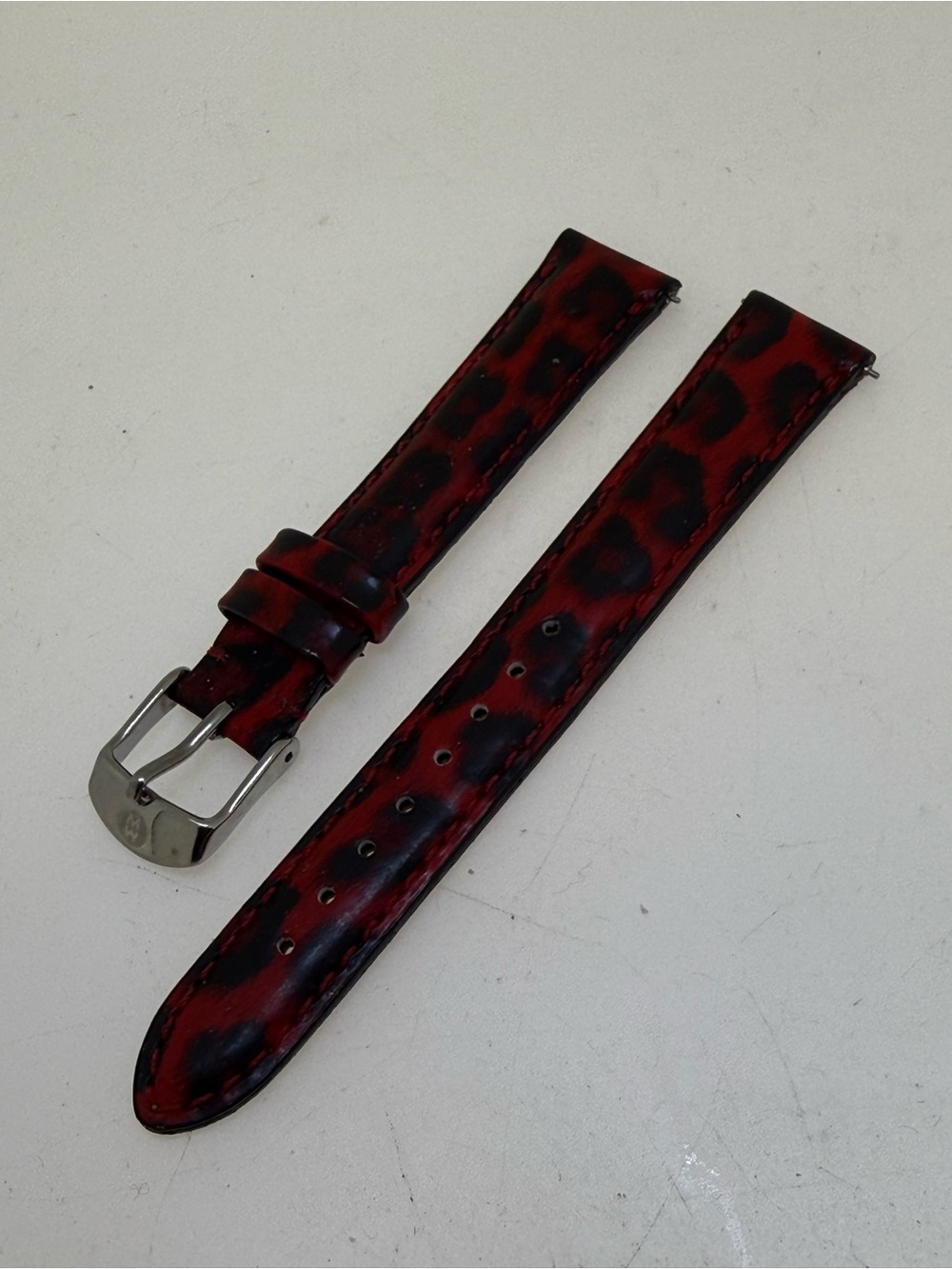 Authentic MICHELE  KENYA RED CHEETAH PATENT LEATHER Watch Band Strap 16 MM